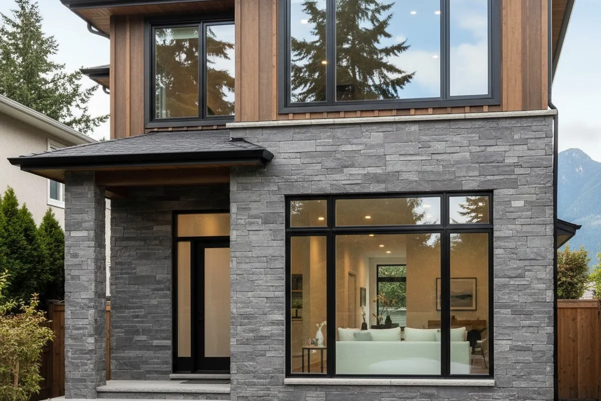 Completed vinyl window replacement enhancing home exterior in Vancouver, WA by Next Level Exteriors