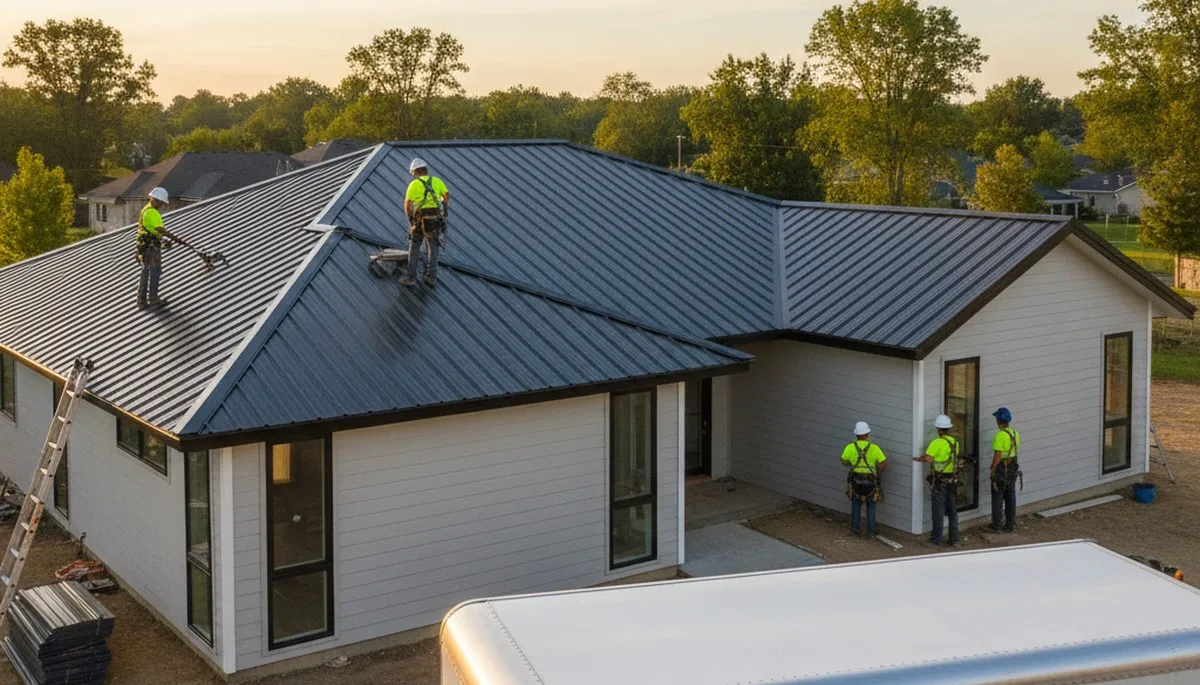 Metal roofing installation on Vancouver WA home by Next Level Exteriors roofing contractors